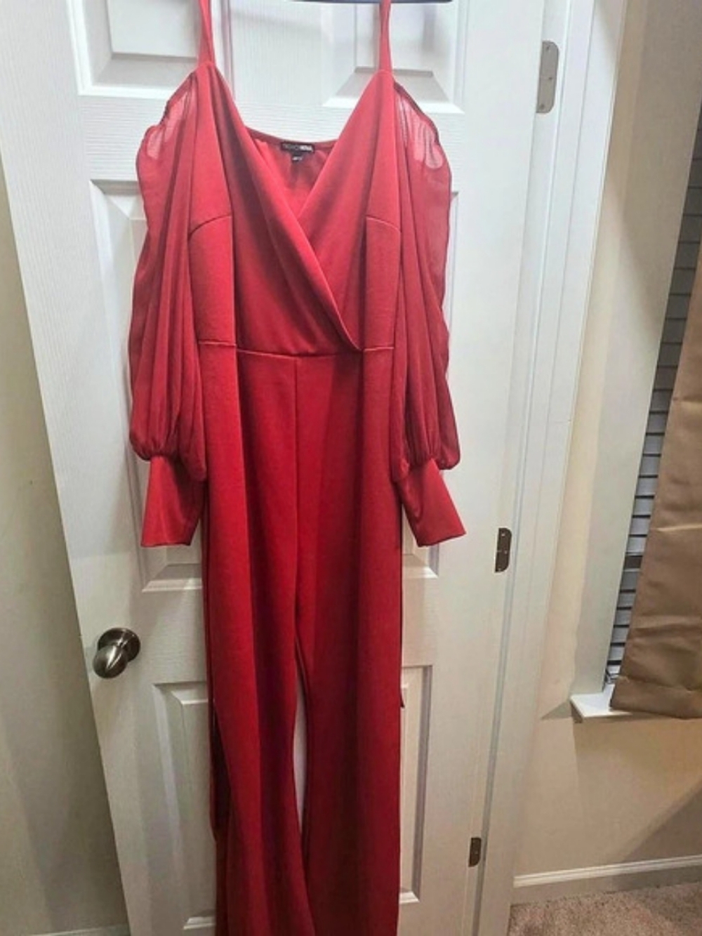 Fashion Nova Falling For Your Charm Jumpsuit Red 2X
